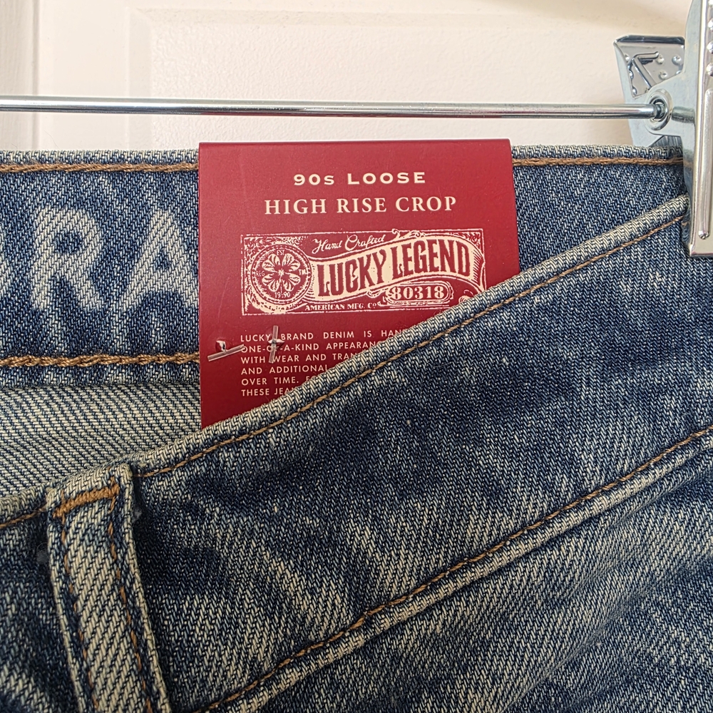 Lucky Brand High Rise 90s Loose Crop Blue Floral Straight Leg Jeans - Picture 3 of 4